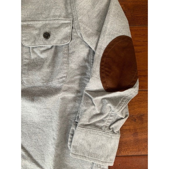 J. Crew Crewcuts Boys Cotton Flannel Chamois Shirt Elbow Patches Size 4-5 Grey - Picture 5 of 8
